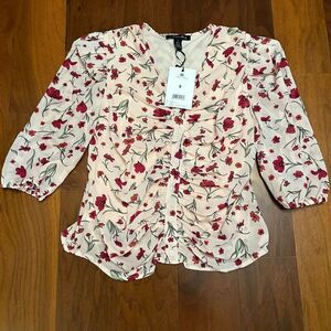 A Love Story women’s button down floral pink and red top size small NWT